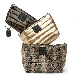 NWT Think Rolyn Trio Organizational Pouches 3 Travel Toiletry Totes Bags Python